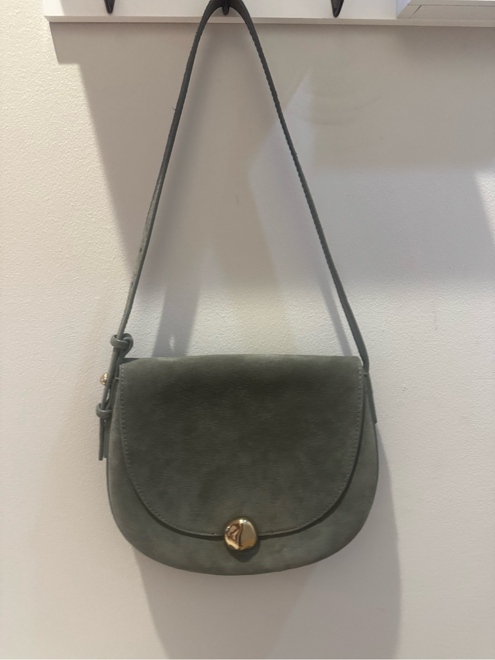 Madewell Dakota Shoulder Saddle Bag | Olive Green Suede